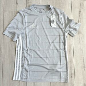 adidas Gray Striped Activewear Tops for Boys
